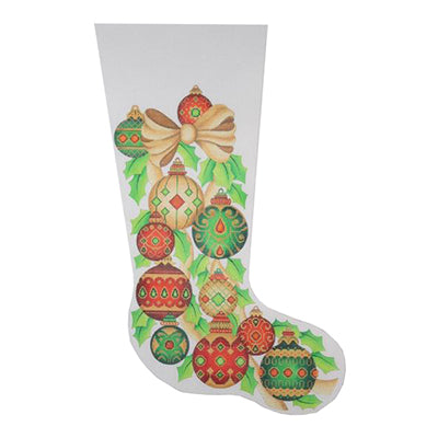 BB 0243 - Christmas Stocking - Gold Bow & Jeweled Ornaments