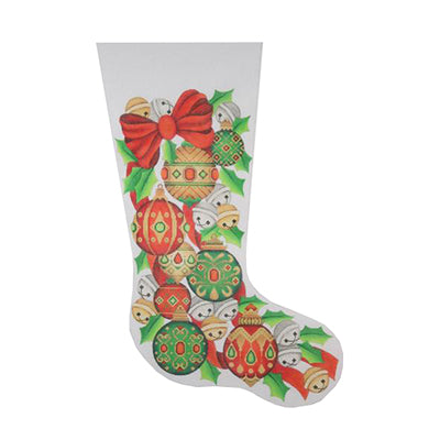 BB 0244 - Christmas Stocking - Red Bow & Jeweled Ornaments