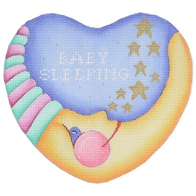 BB 0638 - Baby Sleeping Moon Heart - Pink & Turquoise