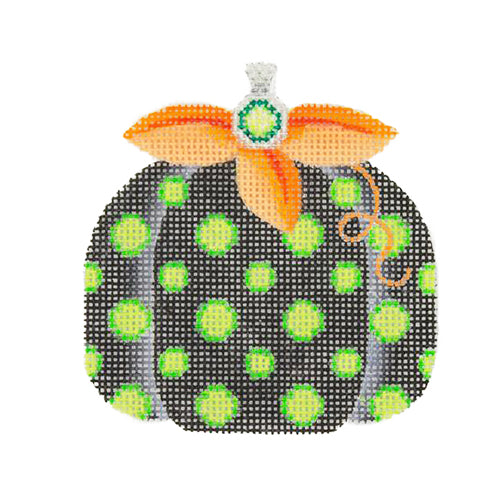 BB 0554 - Pumpkin - Black with Green Polka Dots