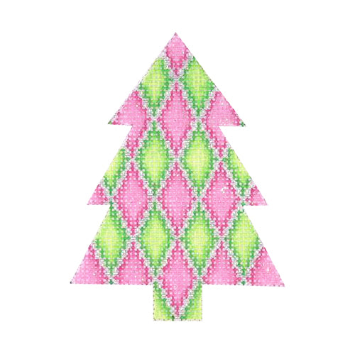 BB 0625 - Mini Tree - Pink & Green Diamond Pattern