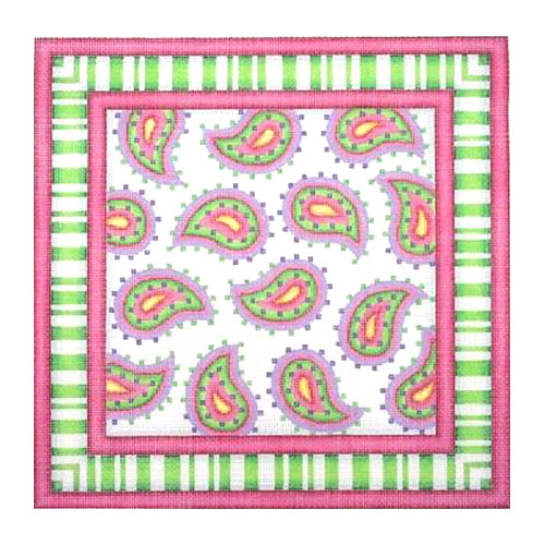 BB 0673 - Pillow - Pink & Green Paisley