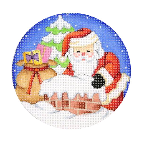 BB 0684 - Snow Scene - Santa Going Down Chimney