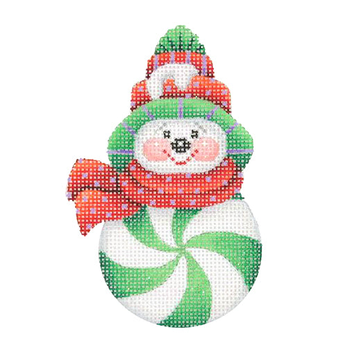 BB 0694 - Snowman Peppermint Green with Red Pom Pom Hat