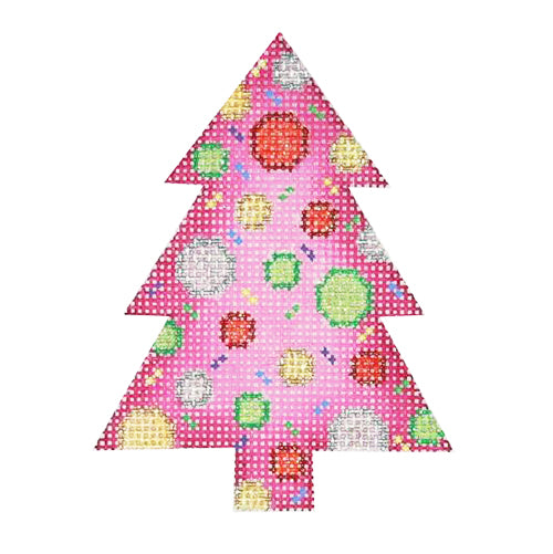 BB 0756 - Mini Tree - Pink with Multicolor Dots