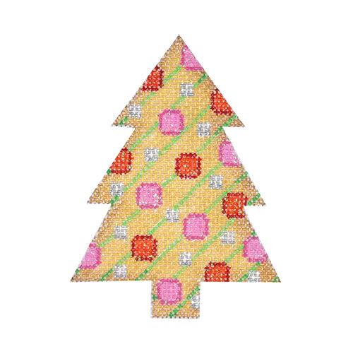BB 0761 - Mini Tree - Gold with Diagonal Stripes & Circles