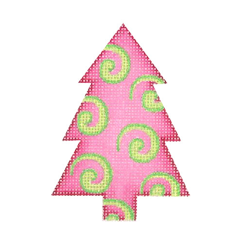 BB 0765 - Mini Tree - Pink with Green Swirls