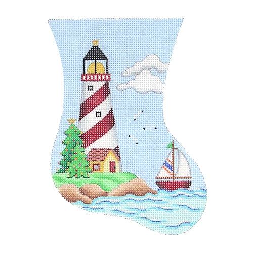 BB 0878 - Mini Stocking - Red & White Lighthouse