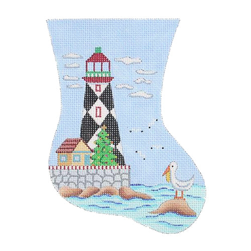 BB 0879 - Mini Stocking - Black & White Diamond Lighthouse