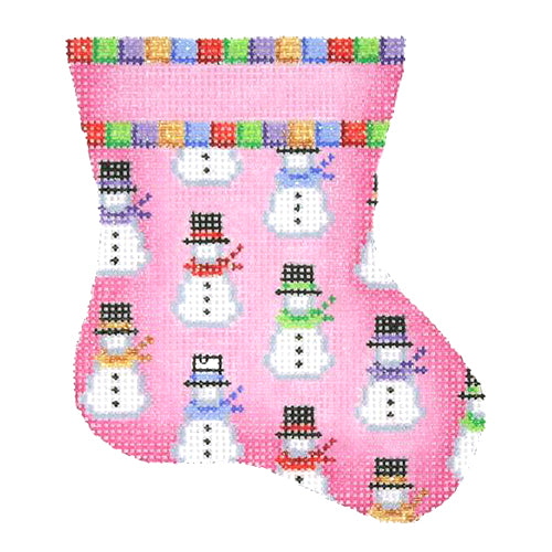 BB 1131 - Mini Stocking - Pink with Snowmen