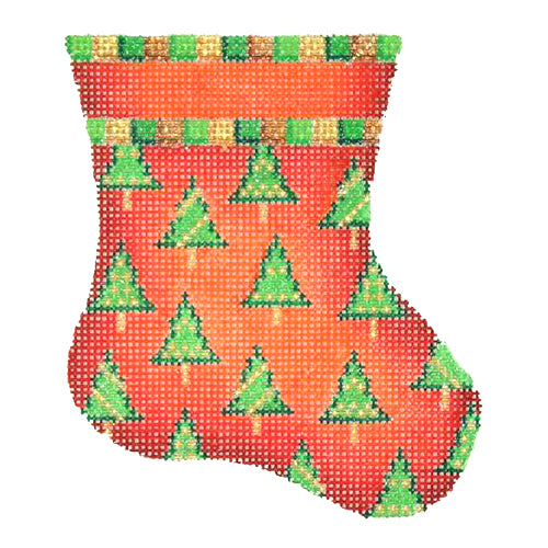 BB 1134 - Mini Stocking - Red with Trees