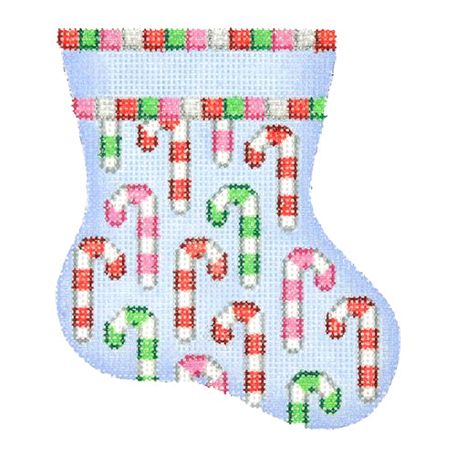 BB 1136 - Mini Stocking - Blue with Candy Canes