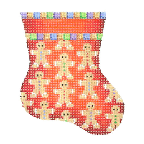 BB 1143 - Mini Stocking - Red with Gingerbread Men