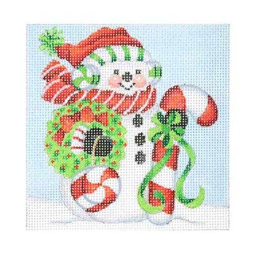BB 1151 - Snowman Square - Large Candy Cane & Peppermint