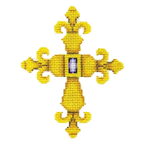 BB 1212 - Cross - Gold with Purple Jewel