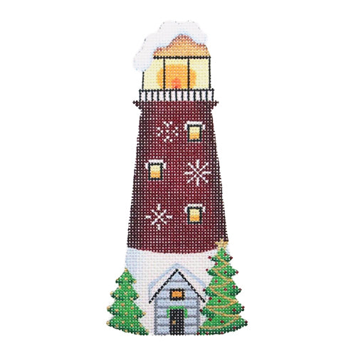 BB 1320 - Christmas by the Sea - Burgundy & White Lighthouse