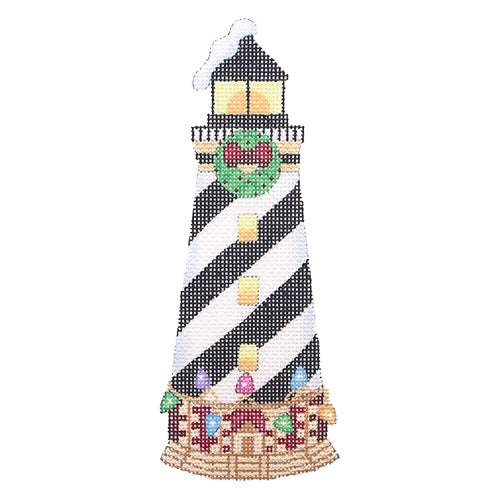 BB 1322 - Christmas by the Sea - Lighthouse with Black & White Diagonal Stripes