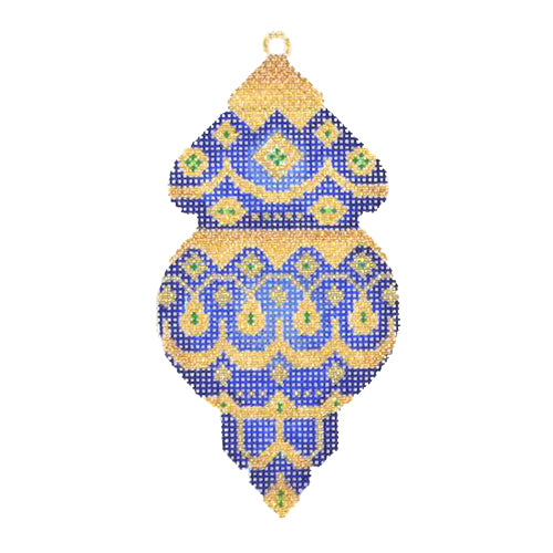 BB 1370 - Jeweled Christmas Ball - Royal Blue & Gold