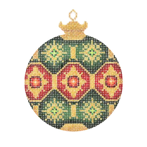 BB 1380 - Jeweled Christmas Ball - Dark Green & Gold