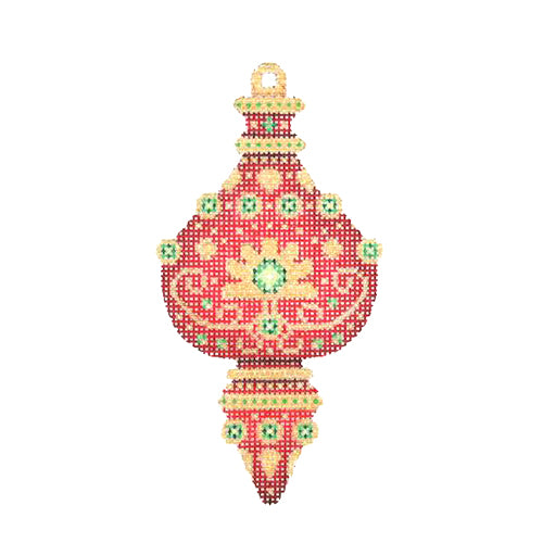 BB 1387 - Jeweled Christmas Ball - Red & Gold