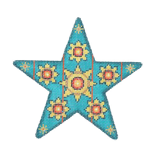 BB 1398 - Jeweled Star - Aqua & Gold
