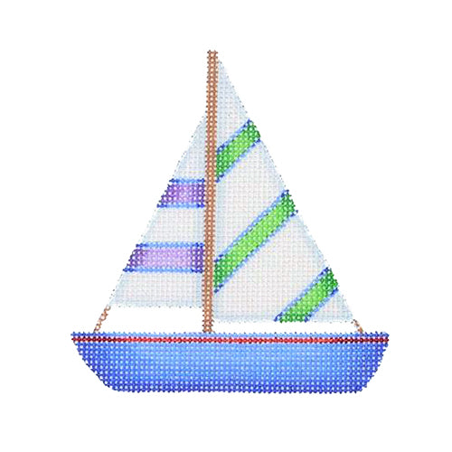 BB 1637 - By the Sea - Blue, Green & Purple Sailboat
