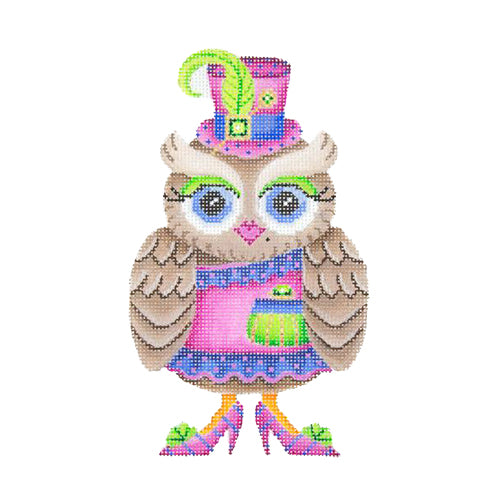 BB 1792 - Owl - Pink & Blue Hat & Dress
