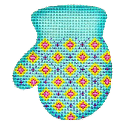 BB 2093 - Mitten - Diamond Pattern on Aqua (L)