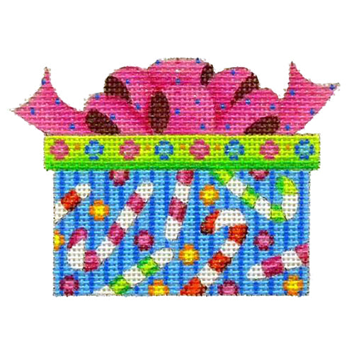 BB 2294 - Blue Package - Candy Canes & Pink Bow