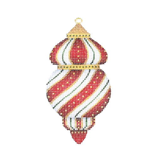 BB 2477 - Jeweled Christmas Ball - Red & Gold