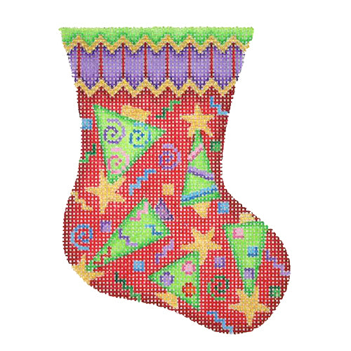 BB 2651 - Mini Stocking - Red with Christmas Trees