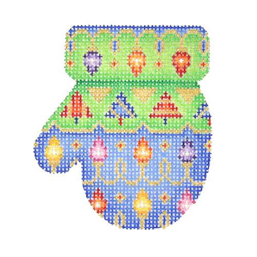 BB 2666 - Mitten - Blue & Green with Lights & Trees (L)