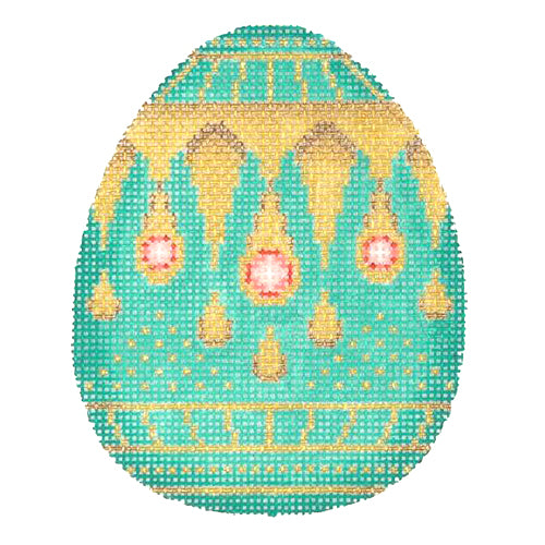 BB 2689 - Jeweled Egg - Aqua & Gold