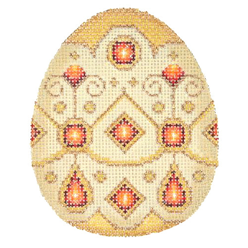 BB 2690 - Jeweled Egg - Ivory & Gold