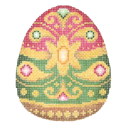 BB 2691 - Jeweled Egg - Magenta, Forest Green, Bronze & Gold