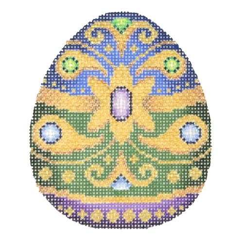 BB 2698 - Jeweled Egg - Royal Blue, Forest Green, Purple &  Gold
