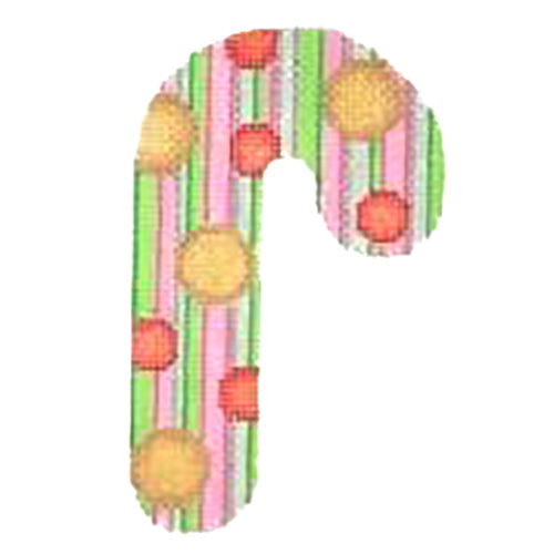 BB 2723 - Jeweled Candy Cane - Green, Pink & White Stripes