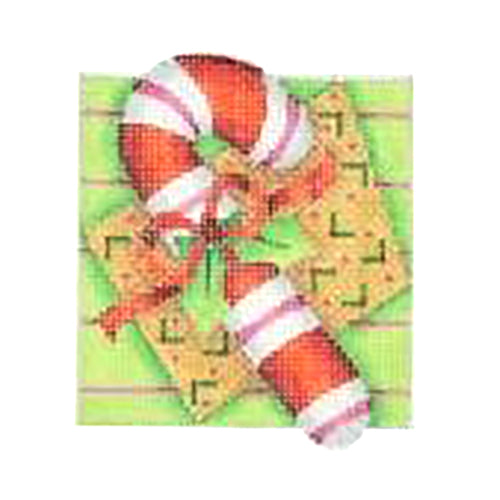 BB 2733 - Double Patterned Squares Ornament - Candy Cane