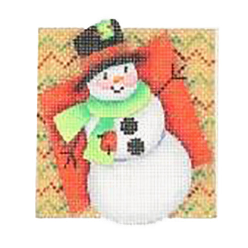 BB 2737 - Double Patterned Squares Ornament - Snowman