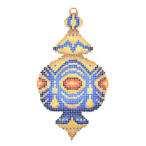BB 2779 - Jeweled Christmas Ball - Royal Blue & Gold