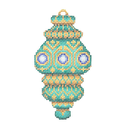 BB 2786 - Jeweled Christmas Ball - Aqua & Gold
