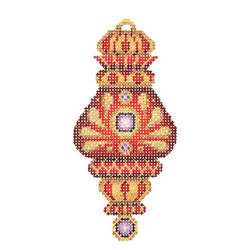 BB 2790 - Jeweled Christmas Ball - Red & Gold