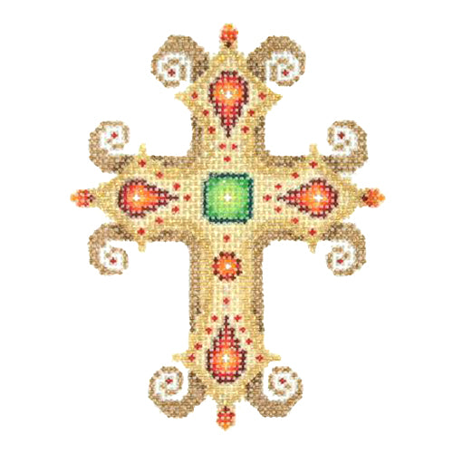 BB 2868 - Cross - Gold with Red & Green Jewels