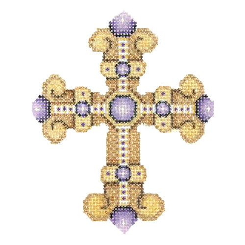 BB 2869 - Cross - Gold with Purple Jewels