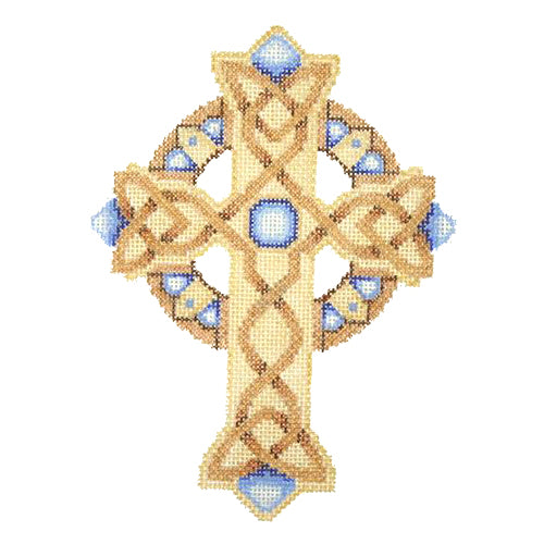 BB 2888 - Cross - Gold & Copper with Blue Jewels