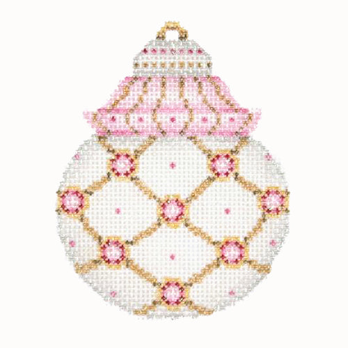 BB 2890 - Jeweled Christmas Ball - Silver, Gold & Pink