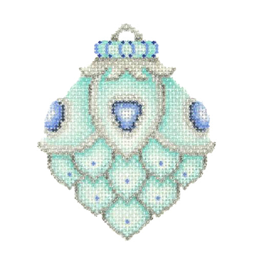 BB 2895 - Jeweled Christmas Ball - Aqua, Silver & Blue