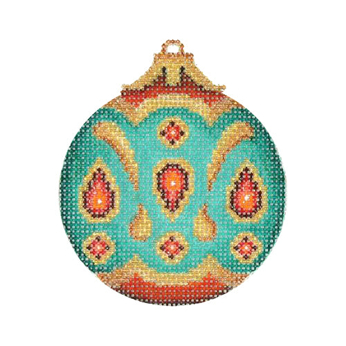 BB 2944 - Jeweled Christmas Ball - Aqua, Red & Gold