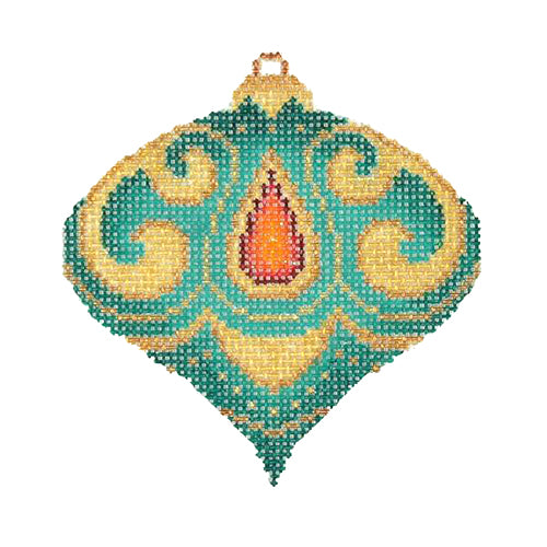 BB 2945 - Jeweled Christmas Ornament - Aqua, Red & Gold