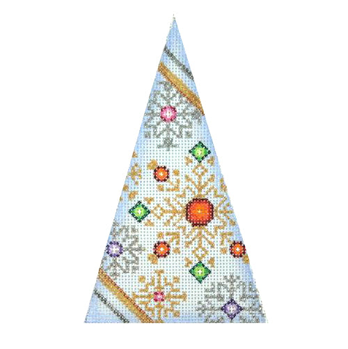 BB 2977 - Triangle Ornament - Large Snowflake on Light Blue